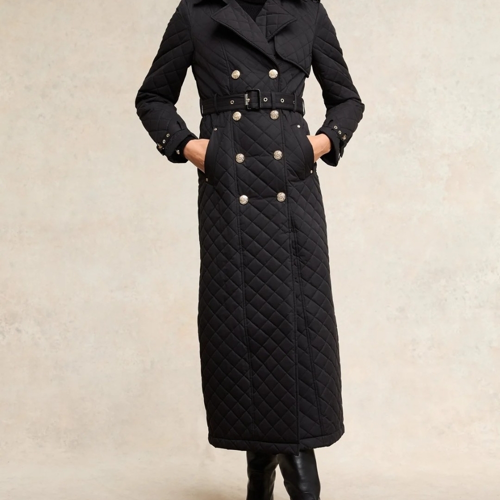Holland Cooper Quilted Long Trench Coat